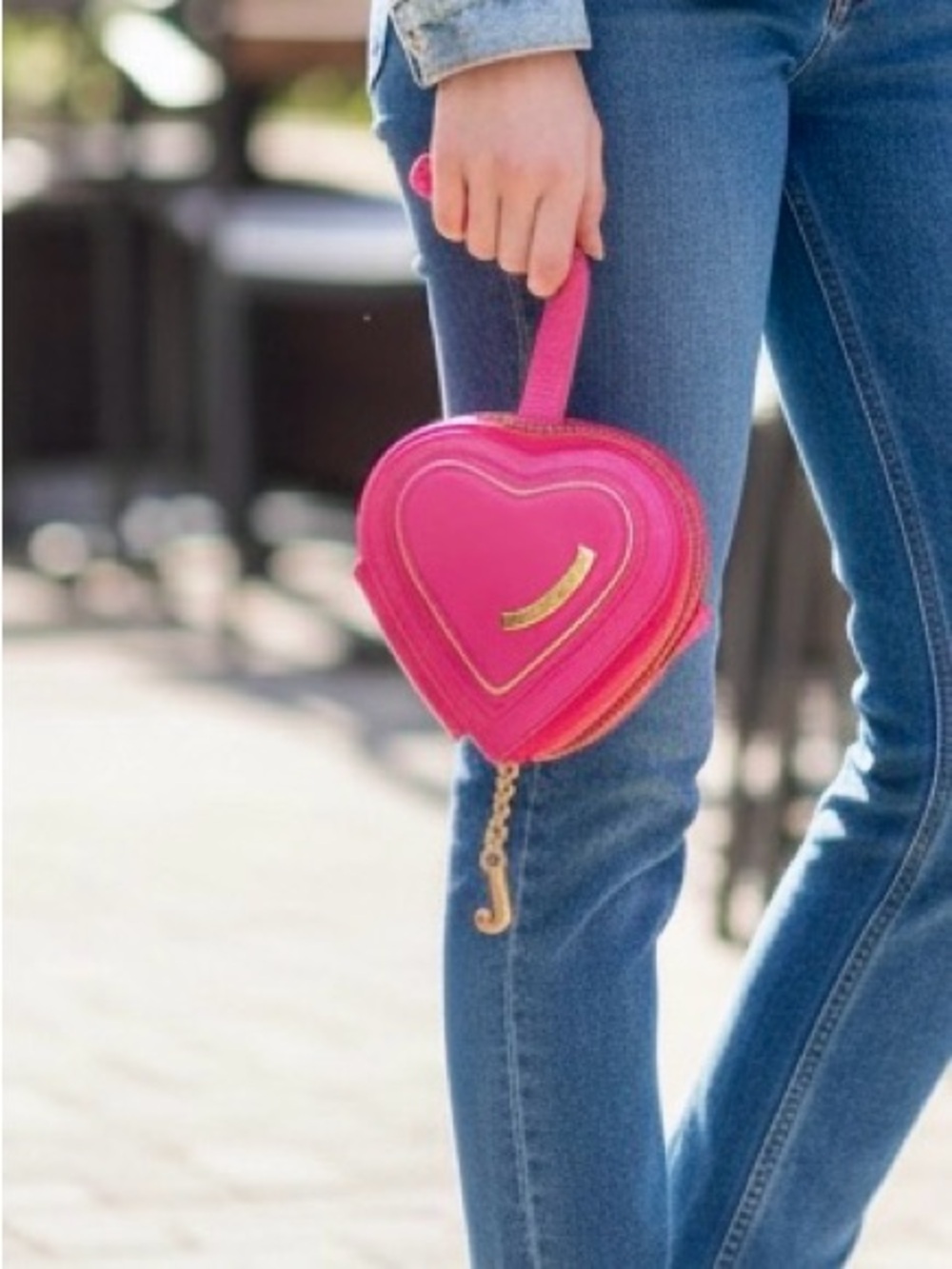Juicy Couture Hot Pink Heart-Shaped Wristlet Clutch